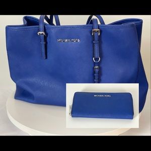 Michael Kors RARE classic canvas tote and wallet as a SET. Both gently used.